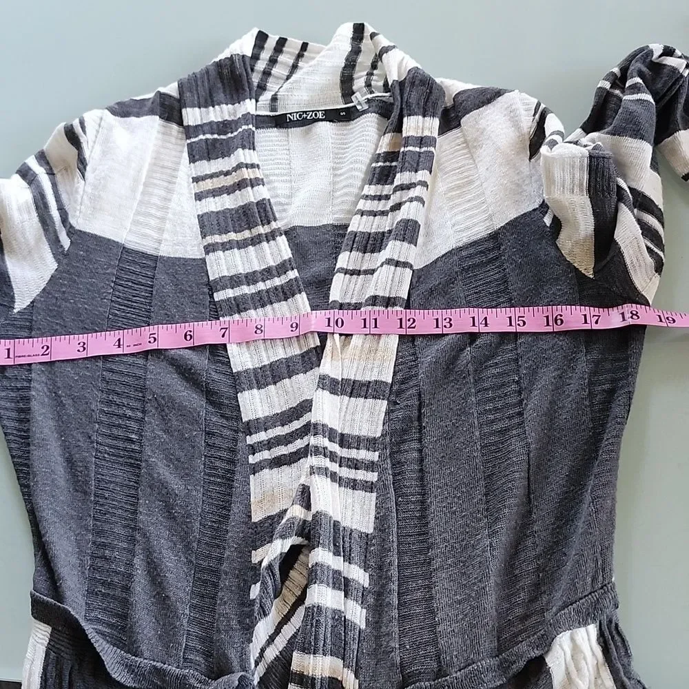 NIC+ZOE  Flyaway Linen Blend Waterfall Drape Boho Hippie‎ Cardigan Size Small